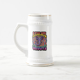 Süße Groovy Hippie Axolotl Retro 70er Regenbogen K Bierglas