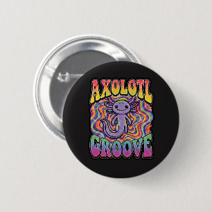 Süße groovy Hippie-Axolotl-Retro-70er-Regenbogen-K Button