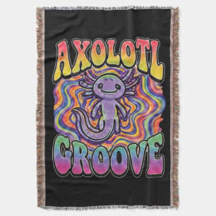 Süße groovy Hippie-Axolotl-Retro-70er-Regenbogen-K Decke