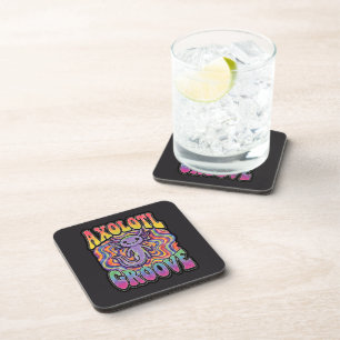 Süße Groovy Hippie Axolotl Retro 70er Regenbogen K Getränkeuntersetzer