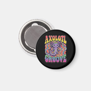 Süße groovy Hippie-Axolotl-Retro-70er-Regenbogen-K Magnet