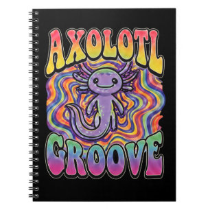 Süße groovy Hippie-Axolotl-Retro-70er-Regenbogen-K Notizblock
