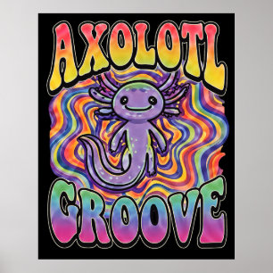 Süße groovy Hippie-Axolotl-Retro-70er-Regenbogen-K Poster