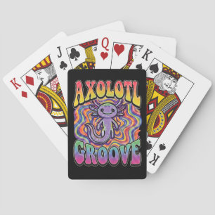 Süße groovy Hippie-Axolotl-Retro-70er-Regenbogen-K Spielkarten