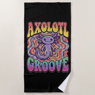 Süße groovy Hippie-Axolotl-Retro-70er-Regenbogen-K Strandtuch