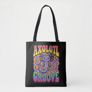 Süße groovy Hippie-Axolotl-Retro-70er-Regenbogen-K Tasche