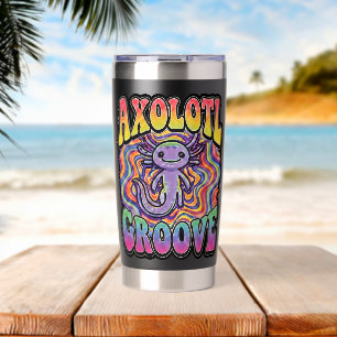Süße groovy Hippie-Axolotl-Retro-70er-Regenbogen-K Thermobecher
