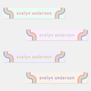 Süße Groovy Retro Bunte Benutzerdefinierte Name Wa Etiketten