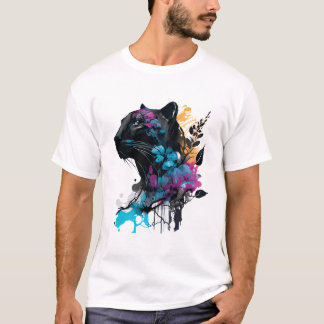 Süße große schwarze Katze T-Shirt