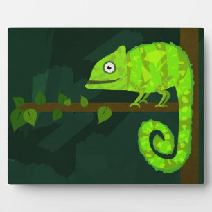 Süße grüne Chamäleon-Illustration tropisches Repti Fotoplatte