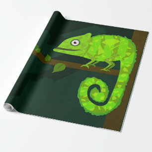 Süße grüne Chamäleon-Illustration tropisches Repti Geschenkpapier