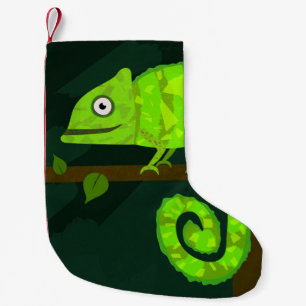Süße grüne Chamäleon-Illustration tropisches Repti Kleiner Weihnachtsstrumpf