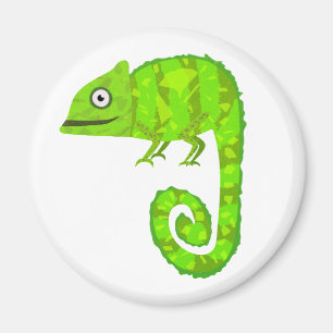 Süße grüne Chamäleon-Illustration tropisches Repti Magnet