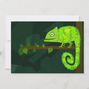 Süße grüne Chamäleon-Illustration tropisches Repti Save The Date
