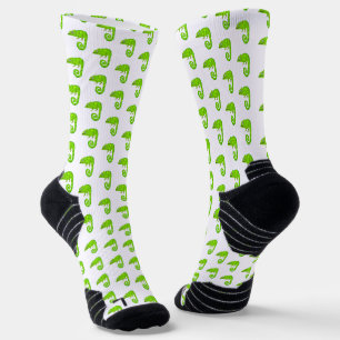 Süße grüne Chamäleon-Illustration tropisches Repti Socken