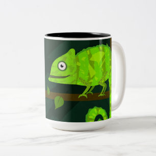 Süße grüne Chamäleon-Illustration tropisches Repti Zweifarbige Tasse