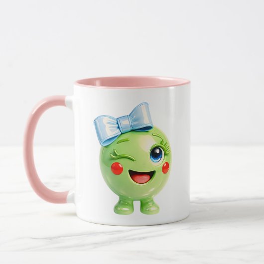Süße grüne Charakterillustration Tasse (Links)