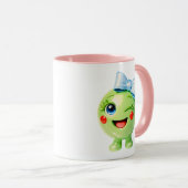 Süße grüne Charakterillustration Tasse (VorderseiteRechts)