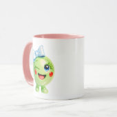 Süße grüne Charakterillustration Tasse (Vorderseite Links)