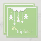 Süße grüne Dreiergruppe-Babyparty-Einladung Einladung (Vorne/Hinten)