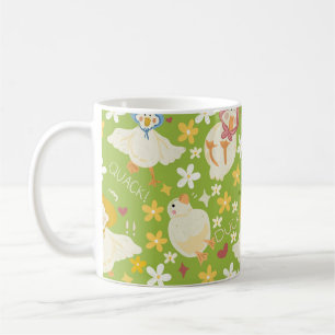 Süße grüne Ente & Gänseblümchen nahtloses Muster Kaffeetasse