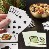 Süße grüne Eule Spielkarten (In Situ)