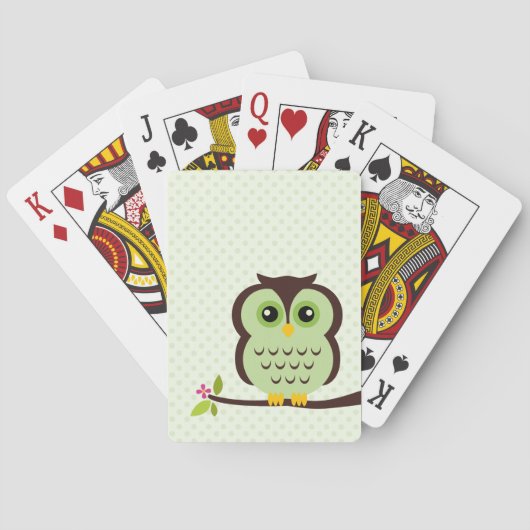 Süße grüne Eule Spielkarten (Rückseite)