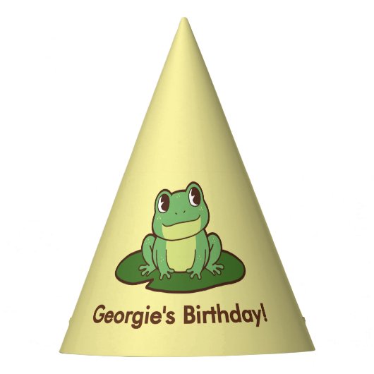 Süße grüne Frosch-Geburtstagsfeier-Papiermütze Partyhütchen (Vorderseite)