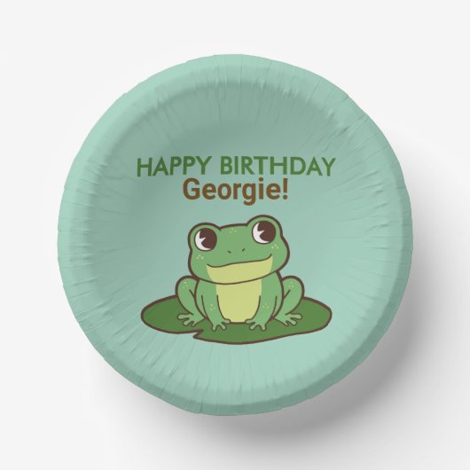 Süße Grüne Frosch Glücklicher Geburtstag Party Tel Pappteller (Vorderseite)