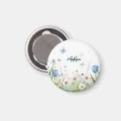 Süße grüne Frühlingsblumen-Wildblumenstrauß Monogr Magnet (Vorderseite/Rückseite)