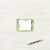 Süße grüne, gelbe, blaue Blumen-Post-it-Notes Post-it Klebezettel (Auf Schreibtisch)