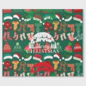 Süße grüne gemütliche Weihnachtsmützen Schals & So Geschenkpapier (Flach)
