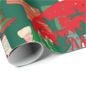 Süße grüne gemütliche Weihnachtsmützen Schals & So Geschenkpapier (Rolleneckpunkt)