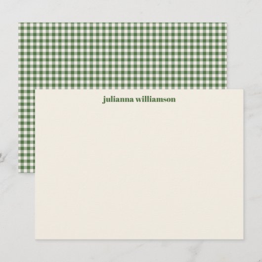 Süße grüne Gingham-Karo-Weihnachts-Personalisation Dankeskarte (Vorne/Hinten)