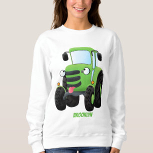 Süße grüne glückliche Farm-Traktor-Cartoon-Illustr Sweatshirt
