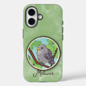 Süße grüne graue Vogelmalerei mit individuellem Na Case-Mate iPhone Hülle (Rückseite)