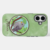 Süße grüne graue Vogelmalerei mit individuellem Na Case-Mate iPhone Hülle (Rückseite (Horizontal))