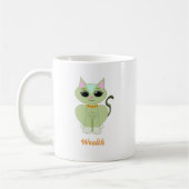 Süße grüne Kätzchen-Cartoon Kaffeetasse (Links)