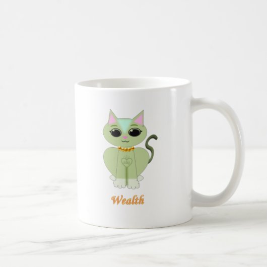 Süße grüne Kätzchen-Cartoon Kaffeetasse (Rechts)