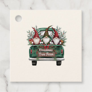 Süße grüne Lieferwagen-Gnome & Baum-Geschenkanhäng Geschenkanhänger