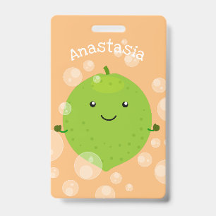 Süße grüne Limettenblasen Cartoon-Illustration Ausweis