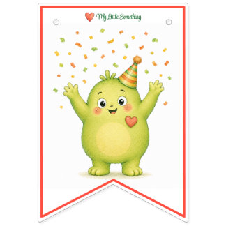 Süße grüne Monster-Happy-Birthday-Girlanden-Flagge Wimpelkette