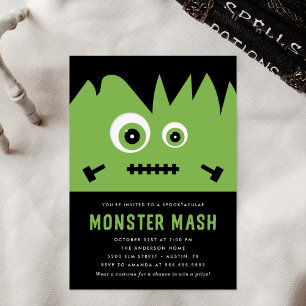 Süße grüne Monster Mash Halloween-Party Einladung