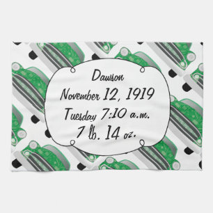 Süße grüne Retro-Auto-Baby-Party-Geschenke Küchentuch