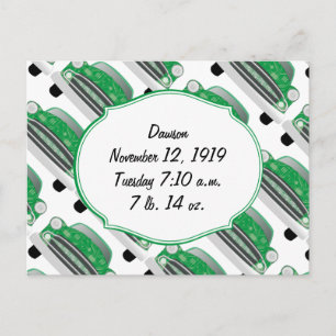 Süße grüne Retro-Auto-Baby-Shower-Geschenke Einladungspostkarte