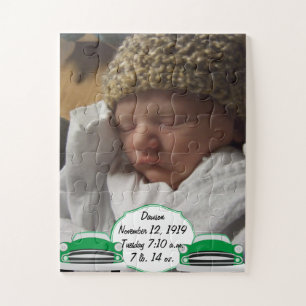 Süße grüne Retro-Auto-Baby- Shower-Geschenke Puzzle