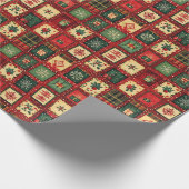 Süße grüne rote Patchwork-Blöcke Weihnachten Geschenkpapier (Ecke)