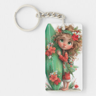 SÜSSE GRÜNE & ROTE WHIMSICAL SOMMER MÄDCHEN SCHLÜSSELANHÄNGER