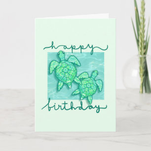 Süße grüne Schildkröten Alles Gute zum Geburtstag  Karte