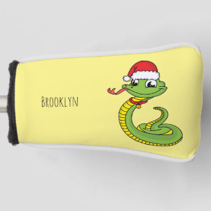 Süße grüne Schlange mit Weihnachtsmannhut Cartoon Golf Headcover